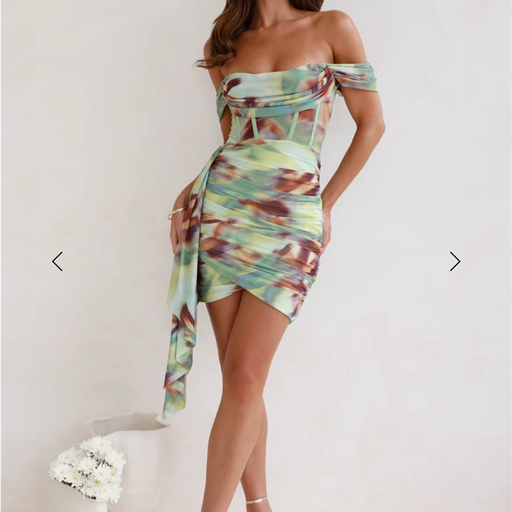 Elegant Multicolor Off-Shoulder Dress